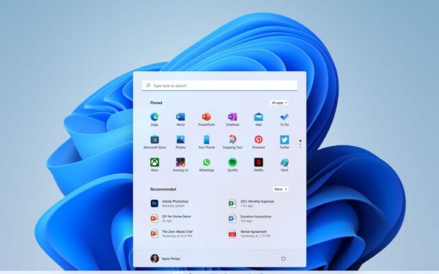 Screenshot of Windows 11 desktop start screen