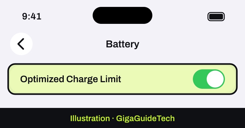 Illustration: Turn off Optimized Charge Limit, then choose Turn Off Until Tomorrow or Turn Off