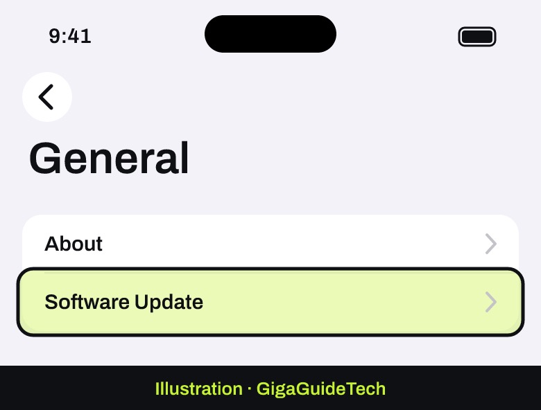 Illustration: Settings > General > Software Update: install the latest iOS