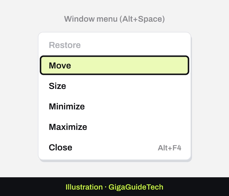 Illustration: The window menu with Move selected