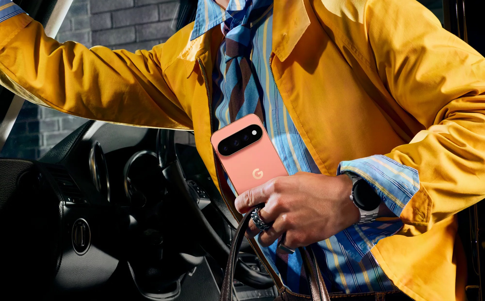 A person holding a Google Pixel phone