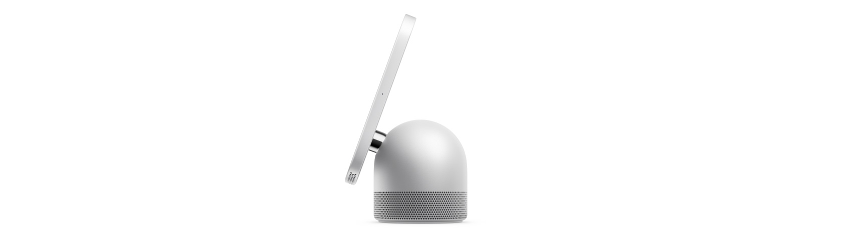 Apple HomeView on its tabletop stand, seen from the side