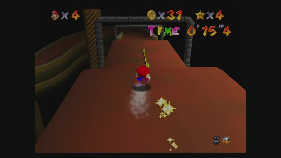 Mario running in a Super Mario 64 level
