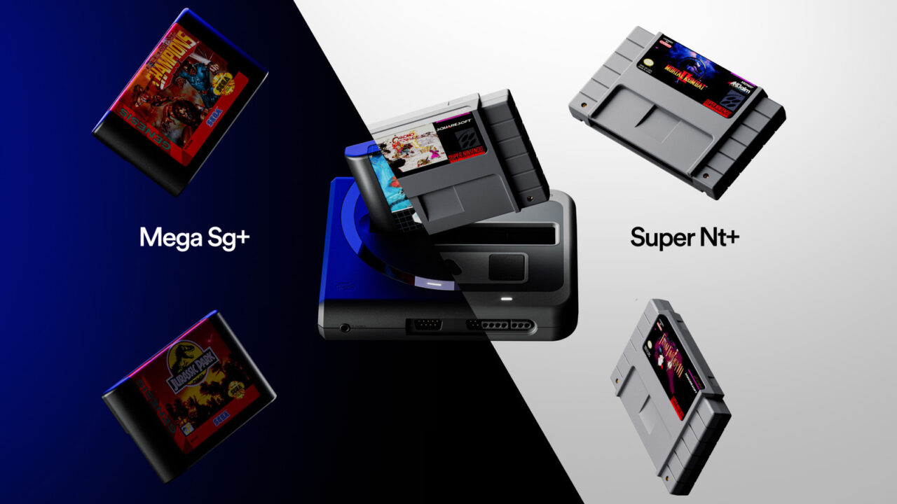 The Analogue Mega Sg+ and Super Nt+ with cartridges