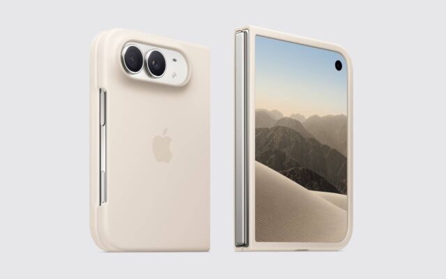 Apple's iPhone Duo Case on a folded and an unfolded iPhone Duo