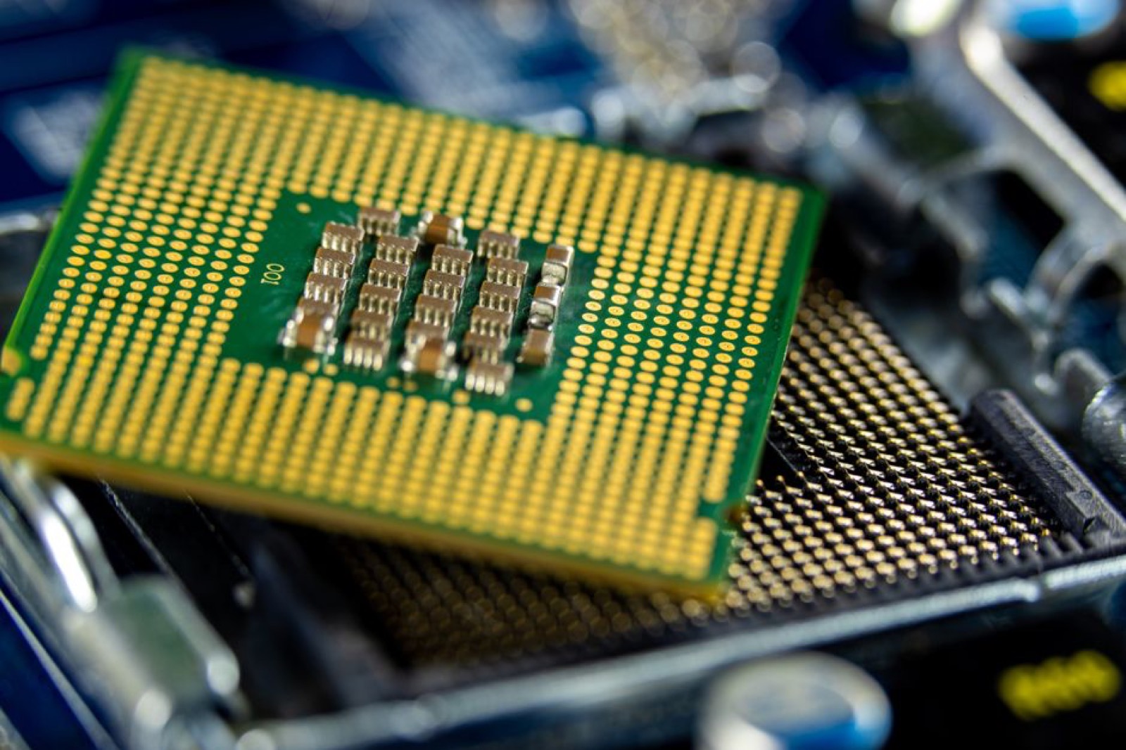 Close-up of a microprocessor