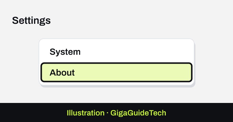 Illustration: Settings > System > About