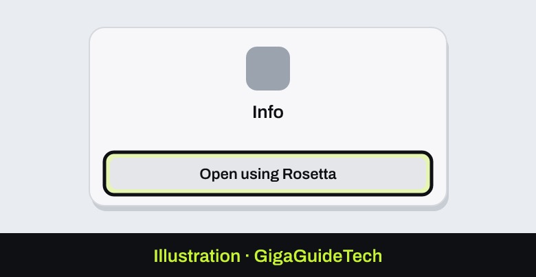 Illustration: Info > Open using Rosetta