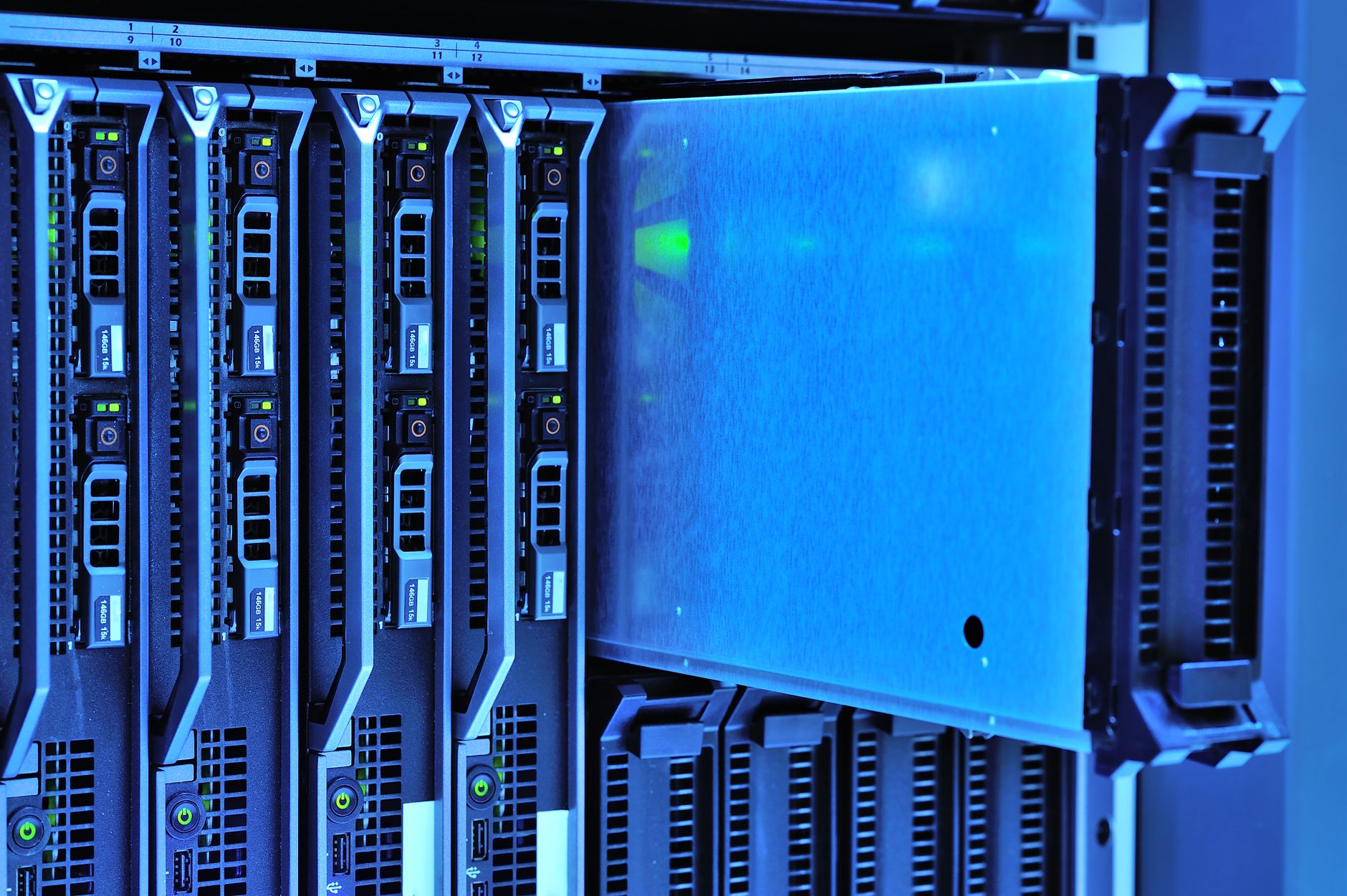 Server racks in a data center, where cloud files are stored