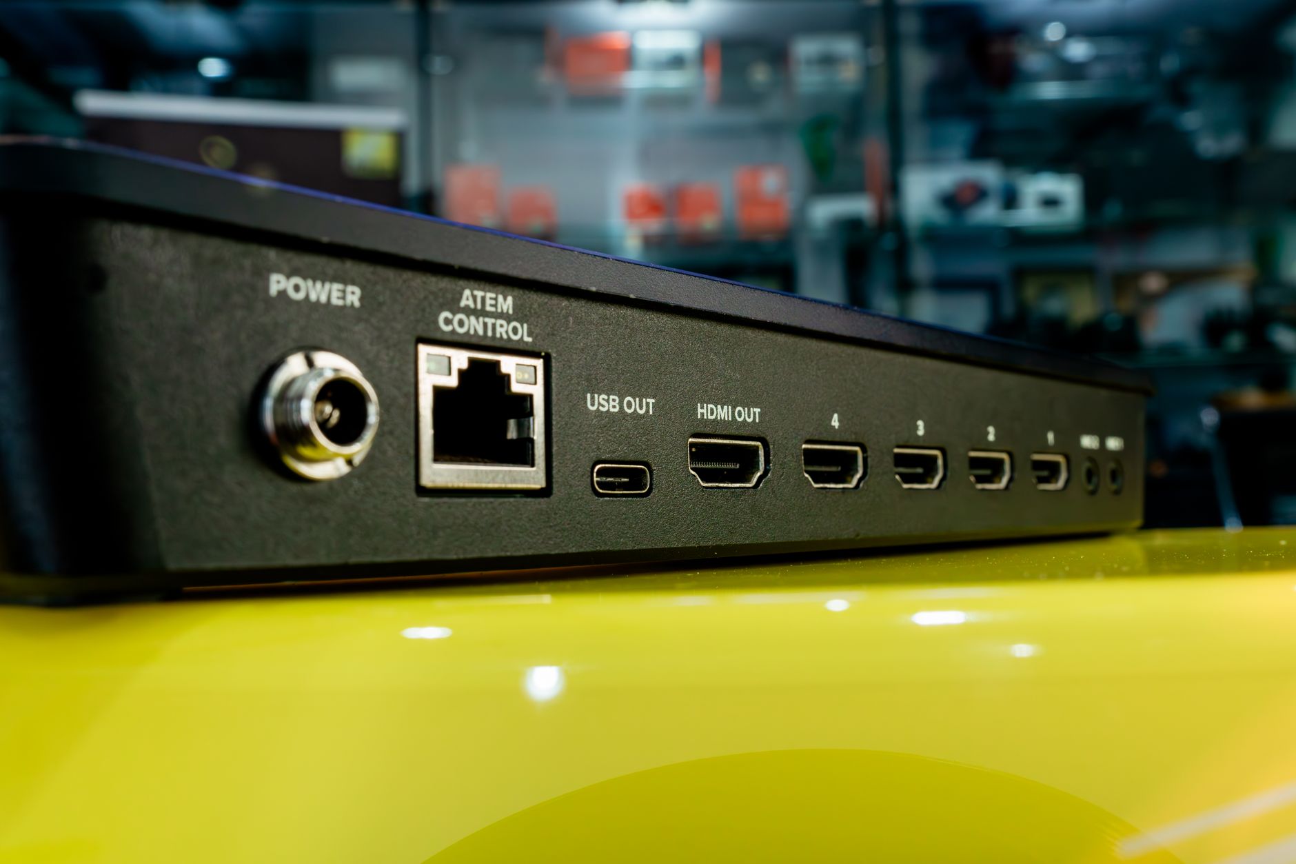 HDMI and other ports on the back of a device