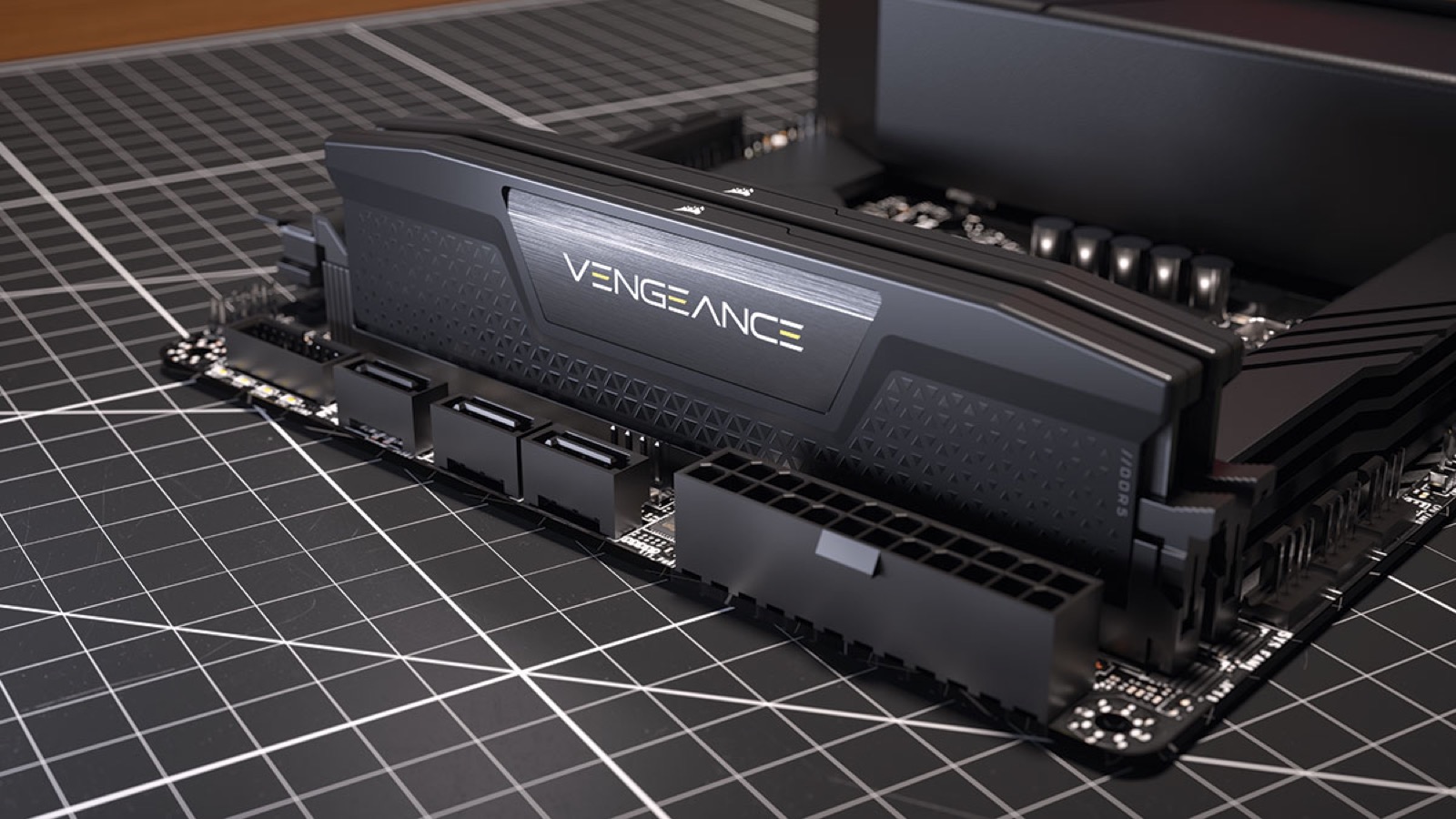 Corsair Vengeance DDR5 memory installed in a small motherboard