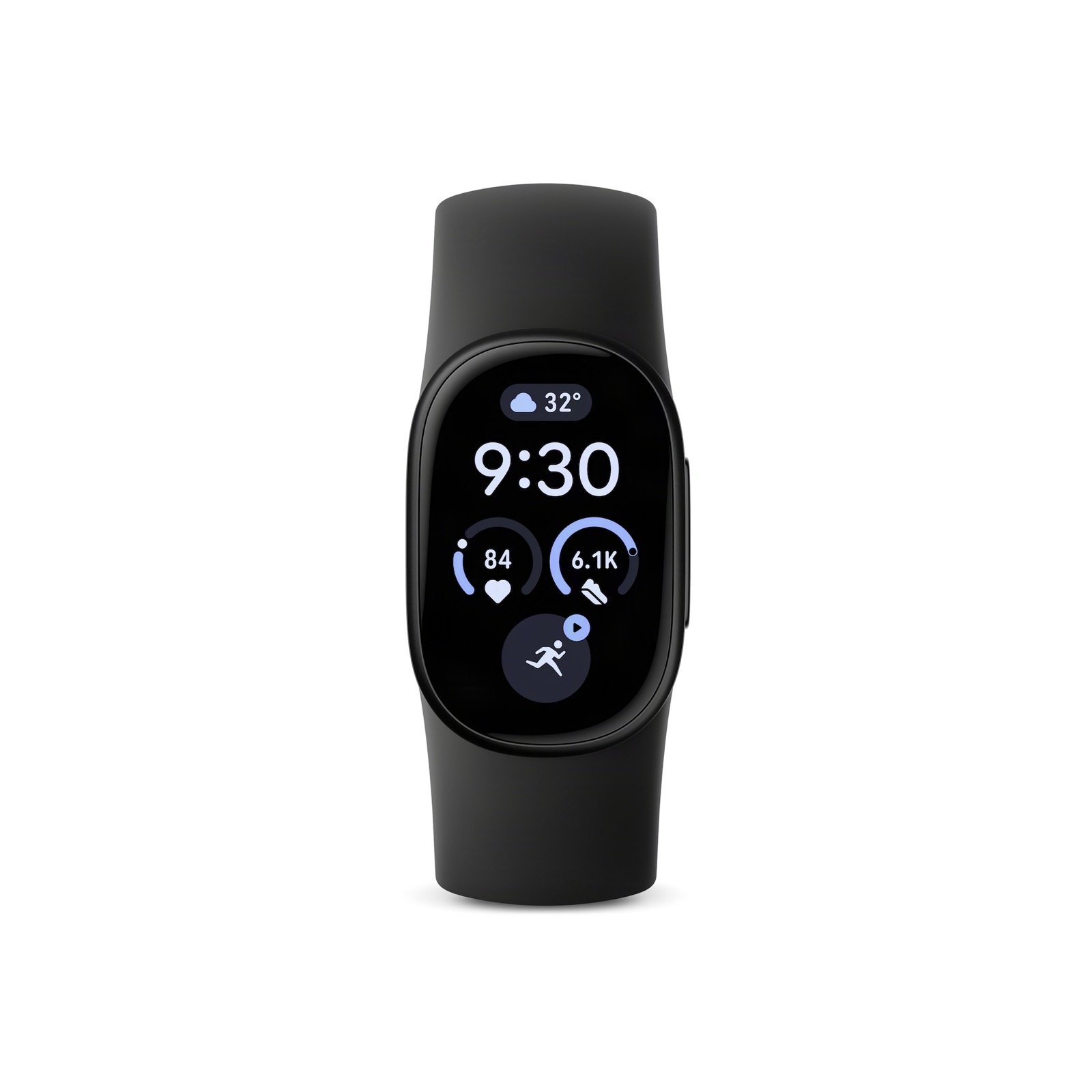 The Fitbit Edge in Obsidian, showing its pill-shaped display