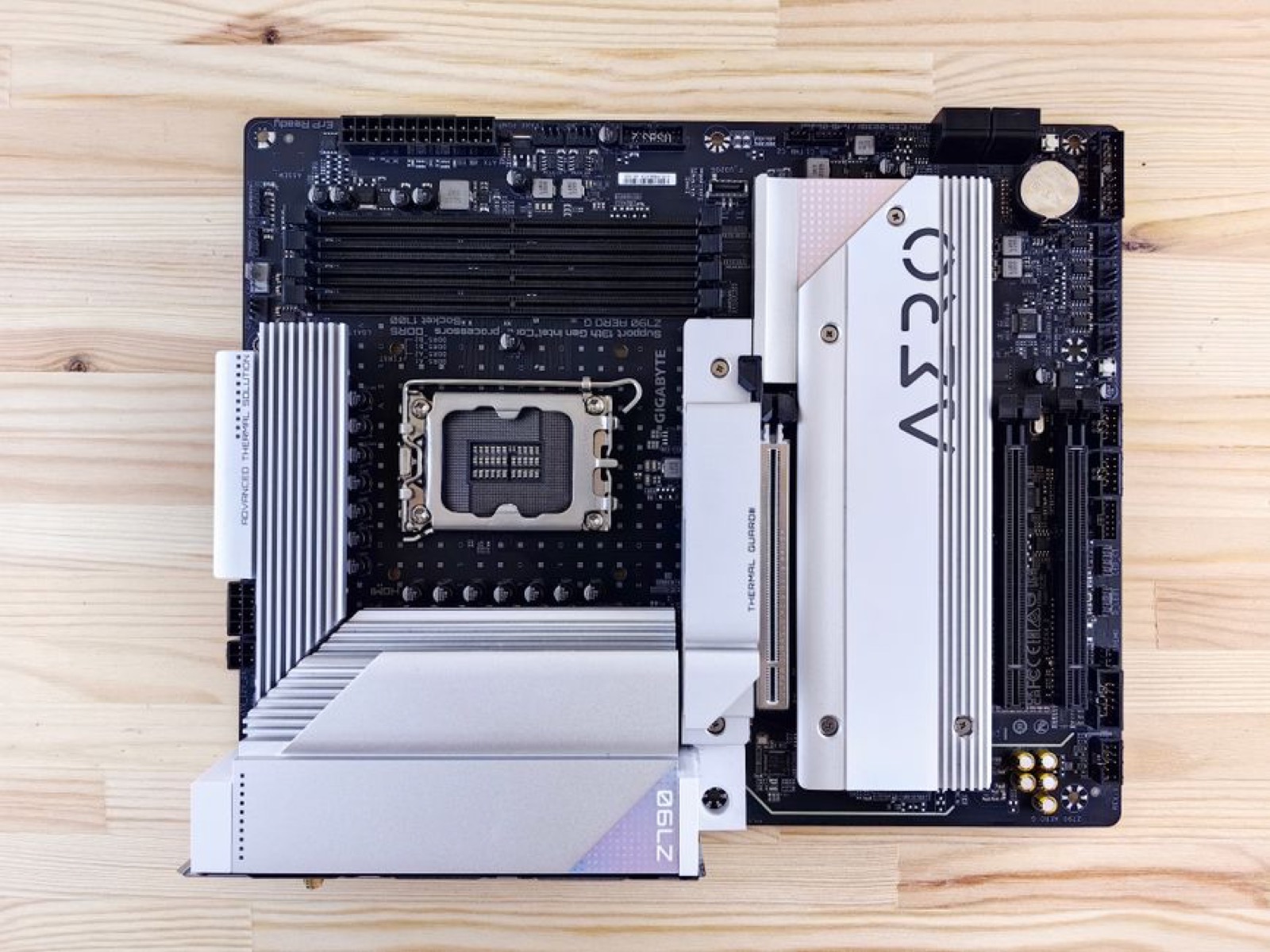 Top view of a modern computer motherboard