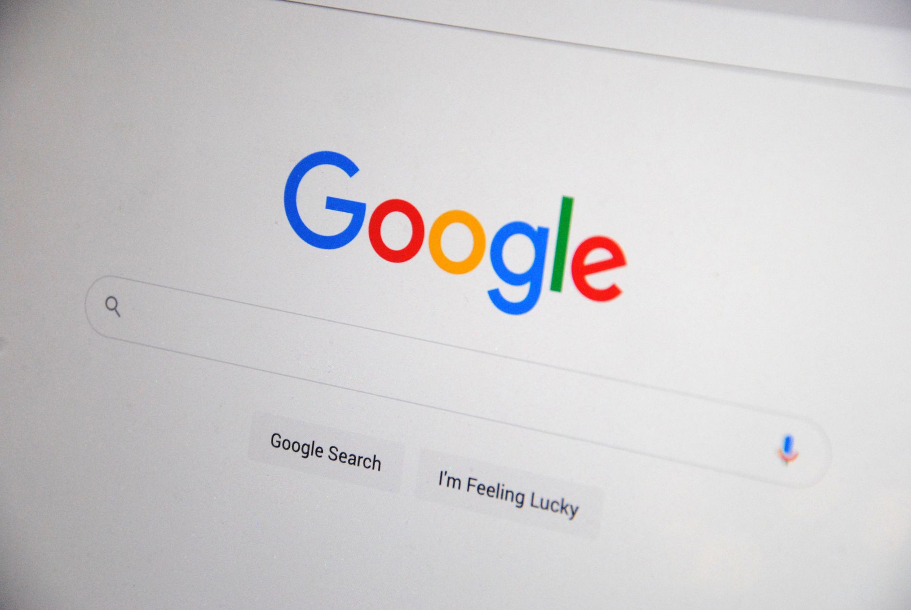 The Google search page open on a computer screen