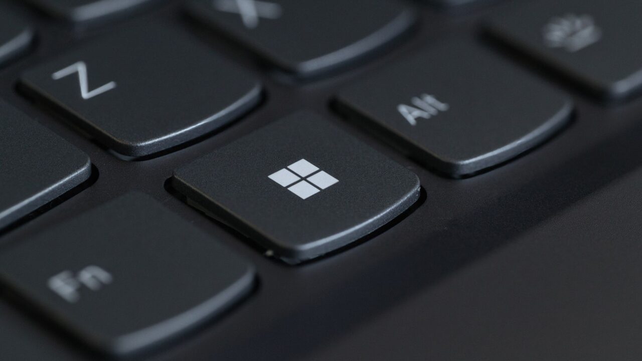 Close-up of the Windows key on a computer keyboard