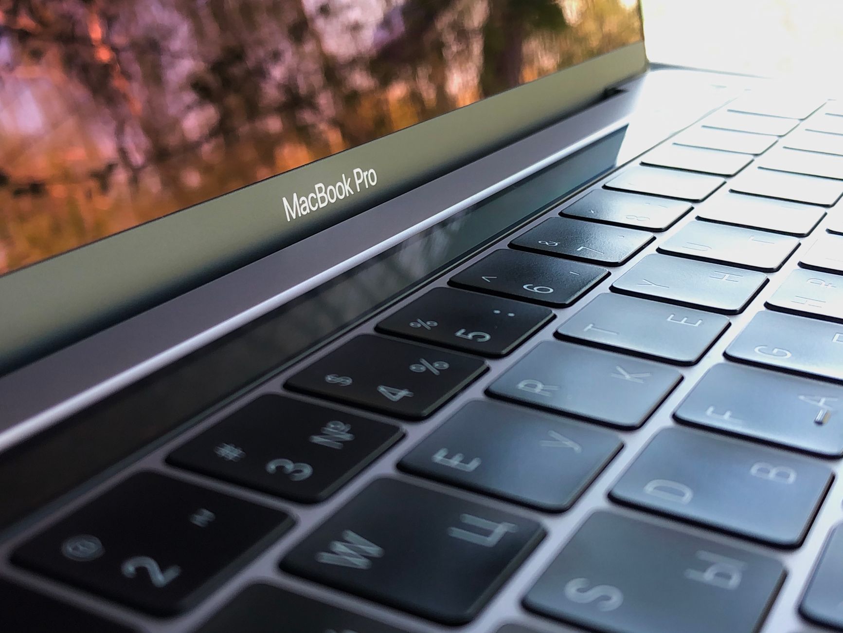 Close-up of a MacBook Pro keyboard