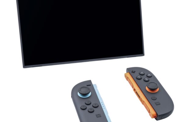 Nintendo Switch 2 in tabletop mode with its Joy-Con 2 controllers detached