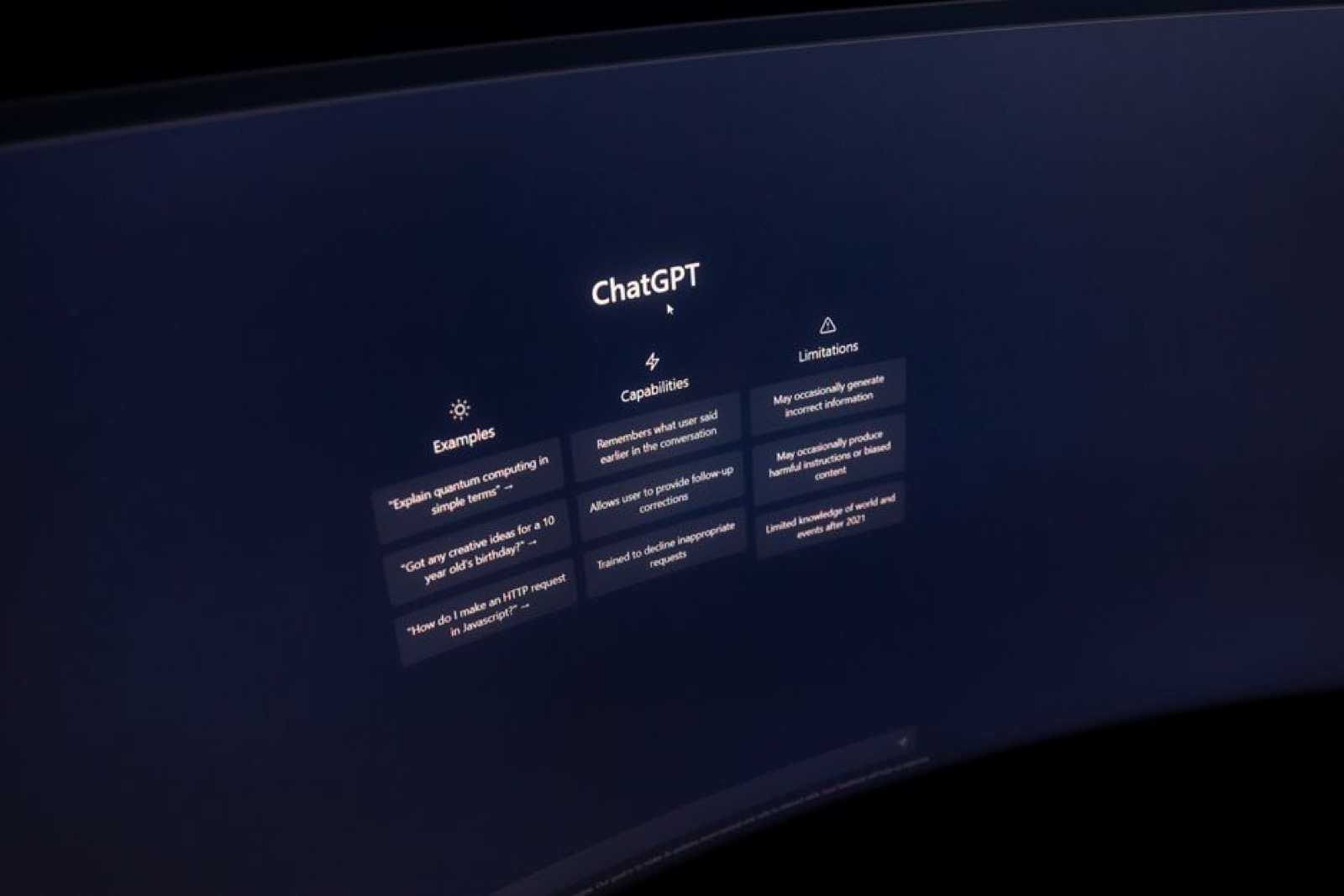 A computer screen showing the ChatGPT interface