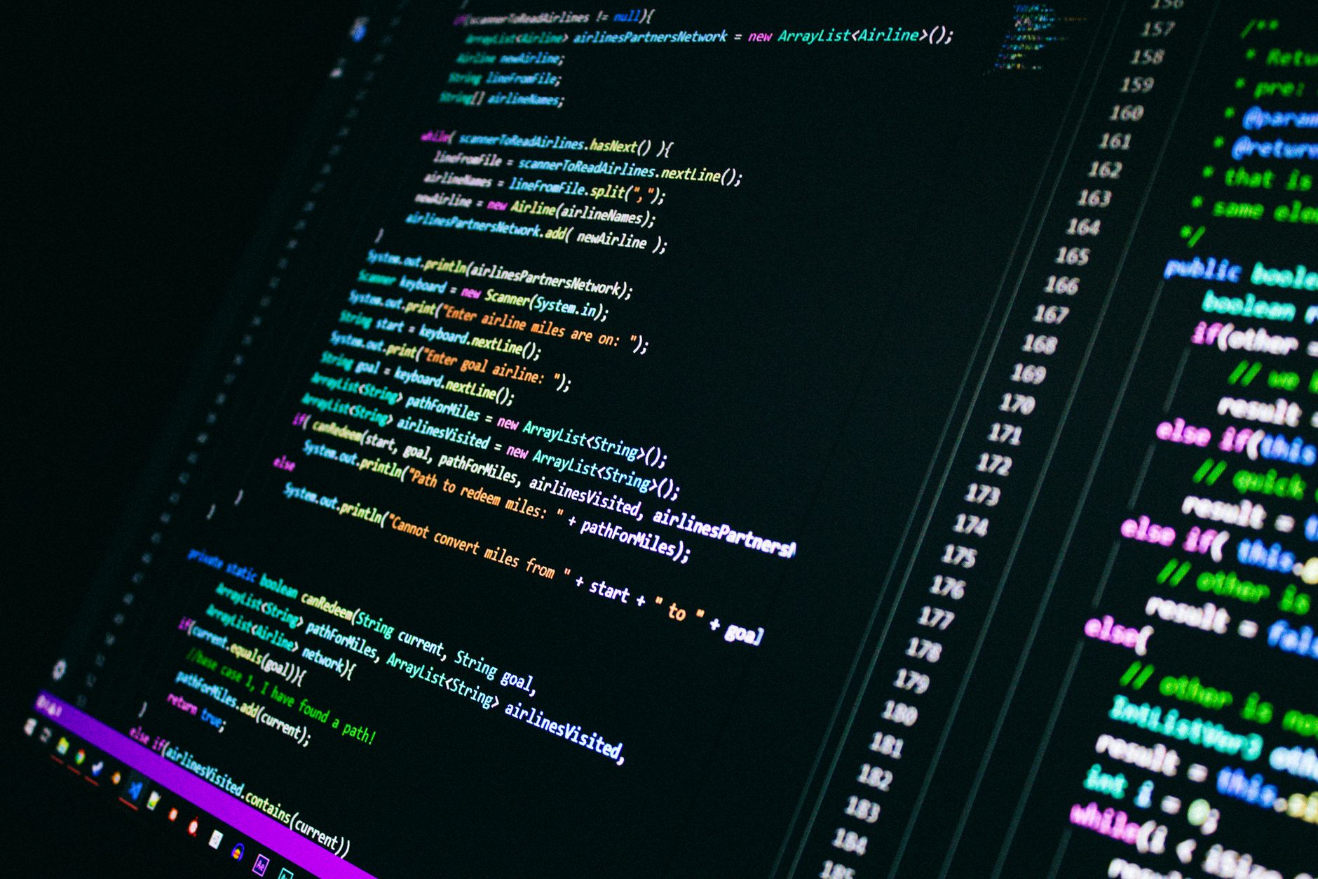Lines of programming code on a computer screen