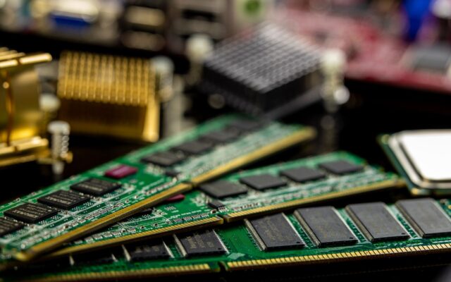 RAM sticks resting on a computer motherboard