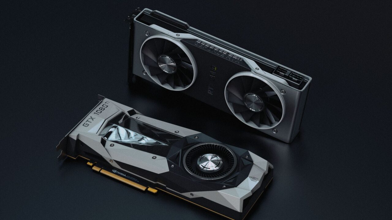 A close-up view of modern GPU units, ideal for gaming and tech visuals.