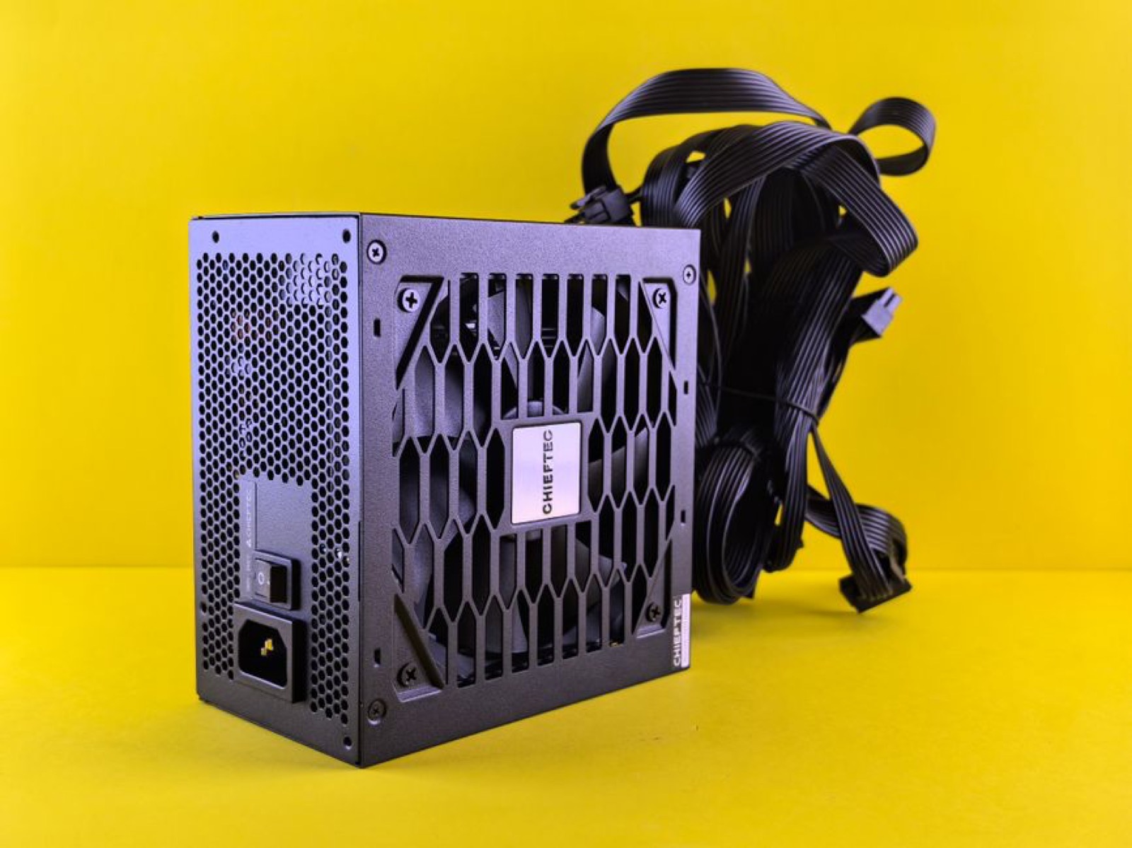 A PC power supply unit with cables