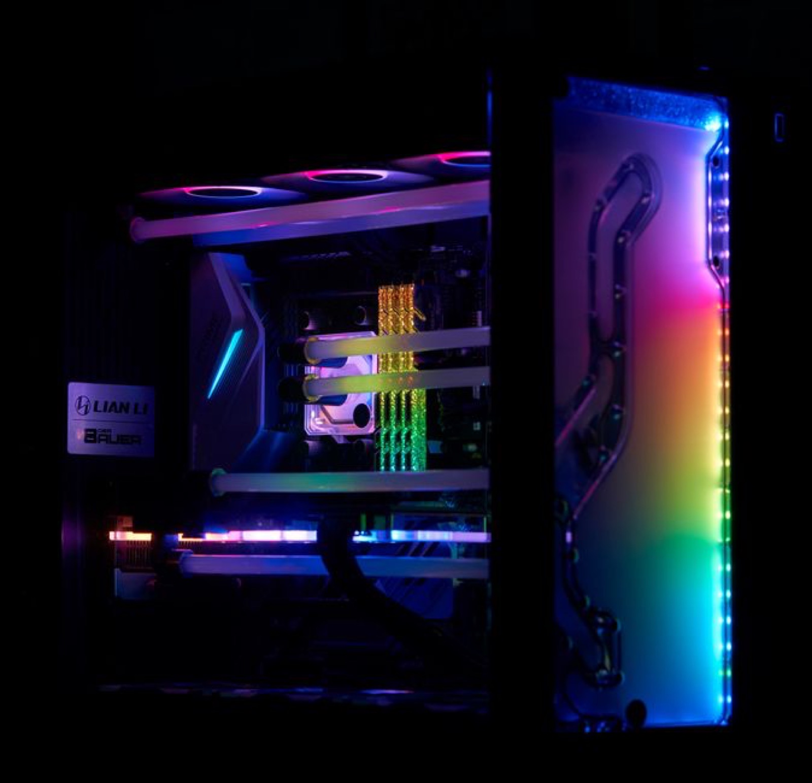 A gaming PC with RGB lighting