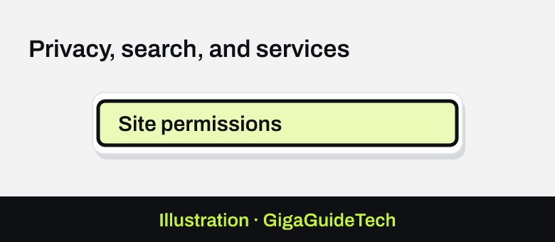 Illustration: Settings > Privacy, search, and services > Site permissions