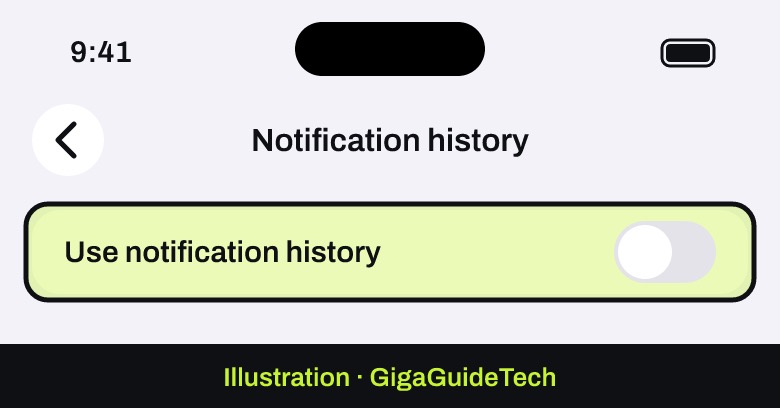 Illustration: Settings > Notifications > Notification history