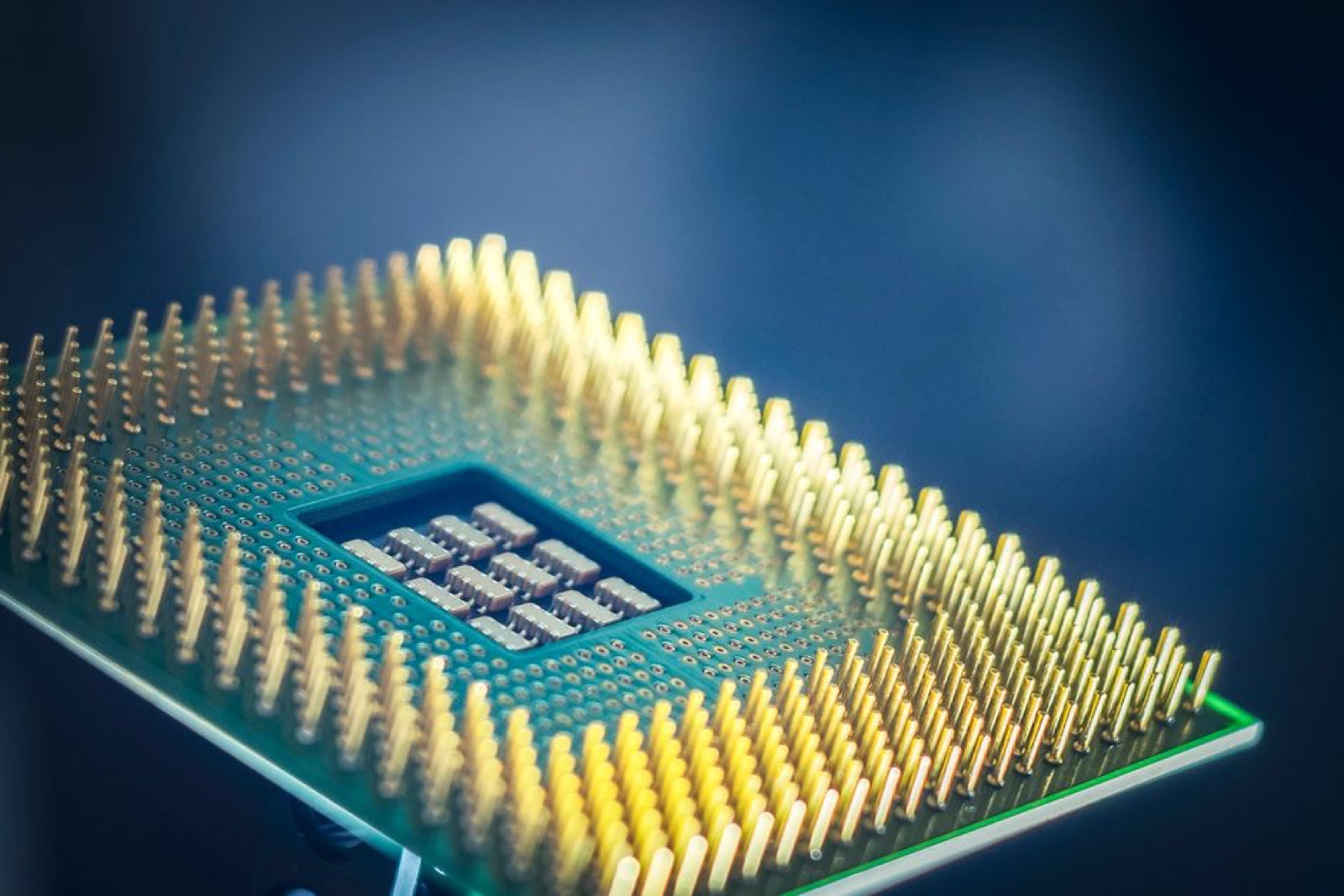 Macro shot of a computer processor chip